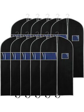 10 Pack Hanging Garment Bags for Closet Storage - 4" Gusseted Suit Bags, 43